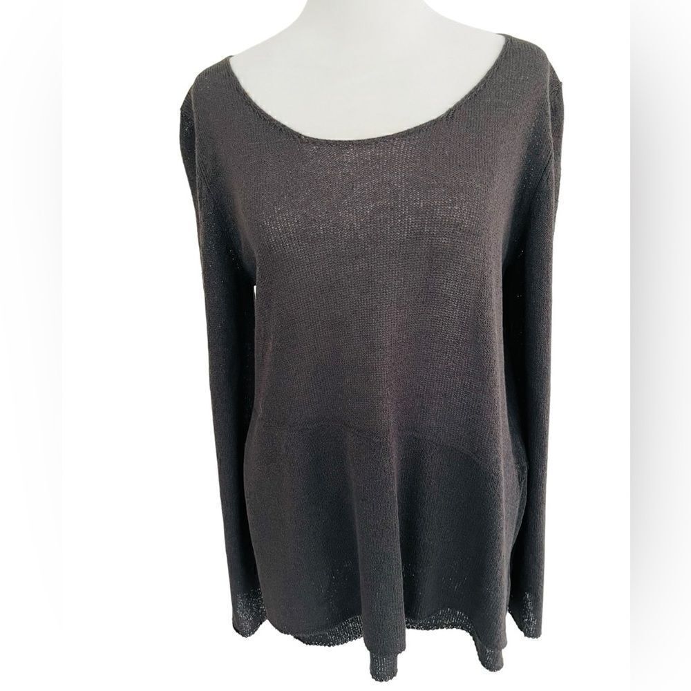 POLES Made in France gray crew neck sweater, rayon polyester, lightweight size L